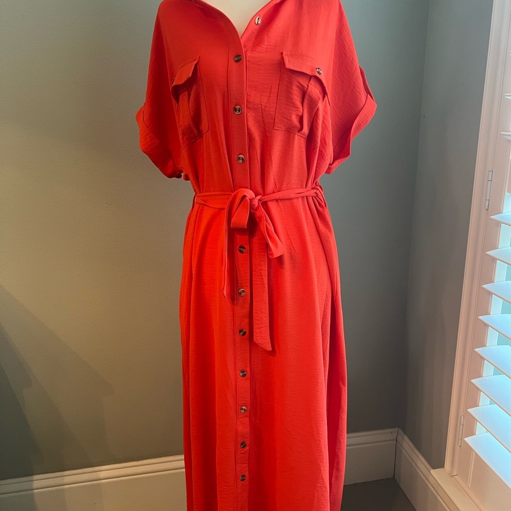 She + Sky Vibrant Red Maxi Dress
